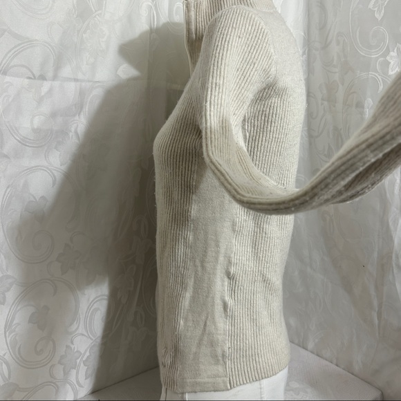 SunIce Ecru Ribbed Mock Neck Zip Up Sweater - Picture 8 of 11